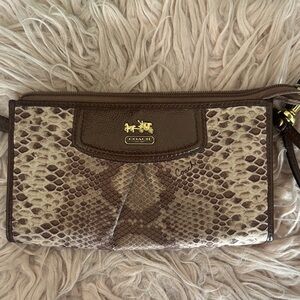 Coach Brown Snake Print Clutch